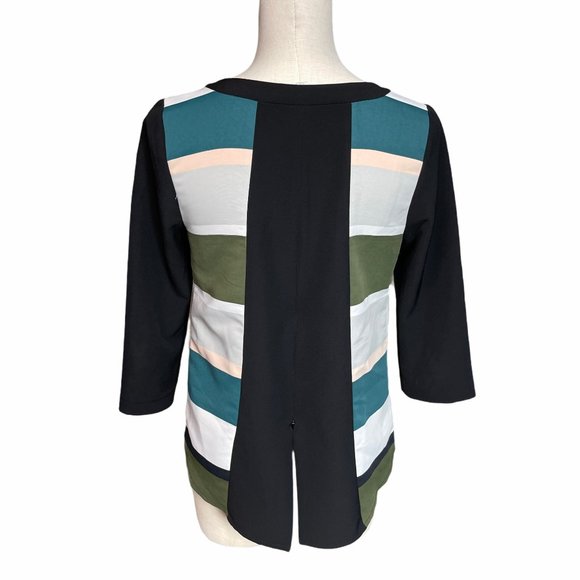 Troubadour Anthropologie Striped Zip Back Top 4 - Picture 1 of 2